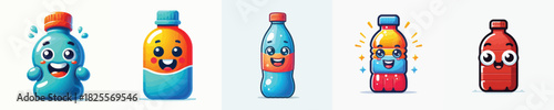 vector image of a smiling drinking bottle on a white background
