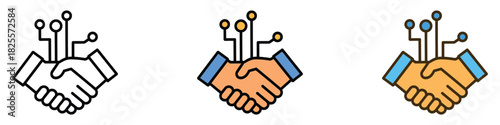 Digital Collaboration icon vector. technology partnership, smart contracts, digital collaboration, agreement, and innovation symbol. vector illustration.