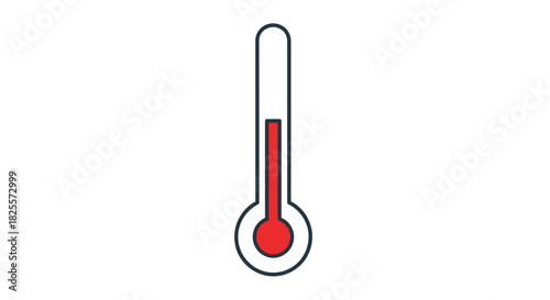 Simple Vector Illustration of a Red Thermometer Measuring Temperature.