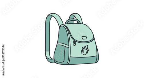 Stylish Teal Backpack with Bottle Design for Baby Essentials.