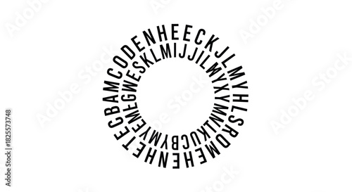 Circular Arrangement of Black Letters Forming a Ring.