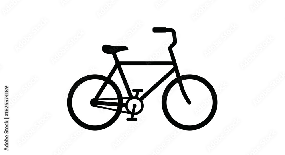 Fototapeta premium Black silhouette bicycle icon for cycling and transport.