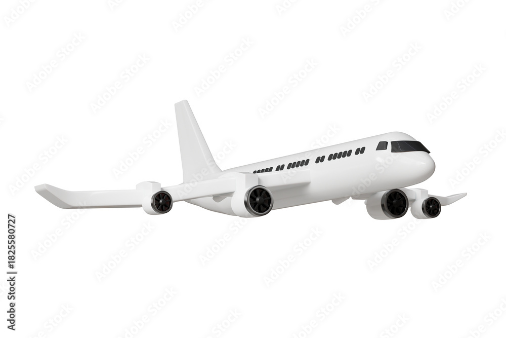 Obraz premium 3d passenger airplane icon. air travel concept. Minimal cartoon plane jet airliner for travel app banner and airline website hero. isolated on white background. 3d render.