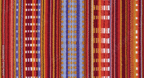 Yakan Weave, Vibrant handwoven textile with warm earth tones and geometric patterns bringing a cozy, artisanal feel to your design projects or adding a touch of global style to your home decor