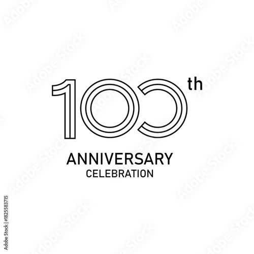 PrintMinimalist 100th anniversary celebration logo – modern outline number design in black