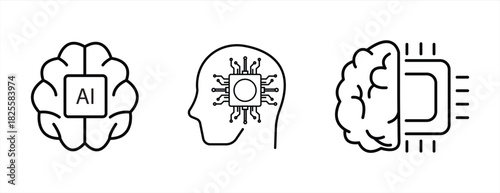 machine learning icon set. vector illustration
