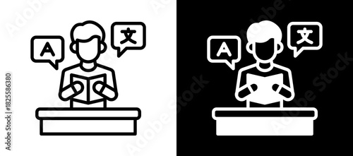 Language Learning whiteblack icon