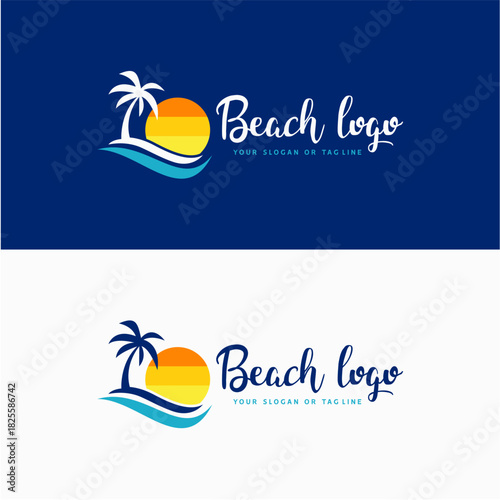 Beach Logo Design Concept Vector Template
