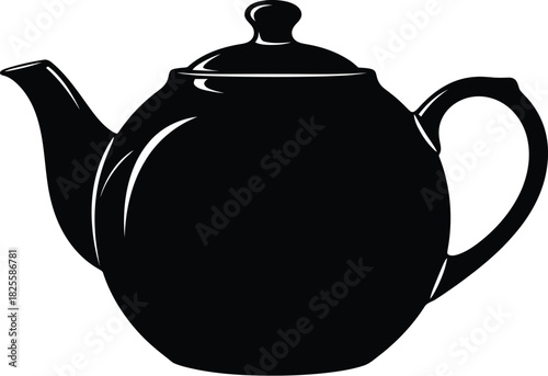 Black elegant teapot for tea ceremony, beverage preparation, and relaxation