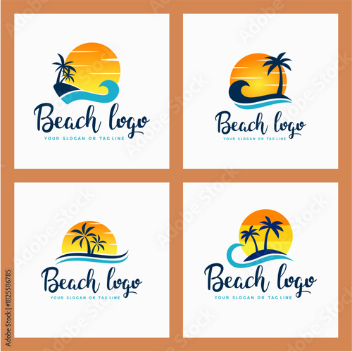 Beach Logo Design Concept Vector Template