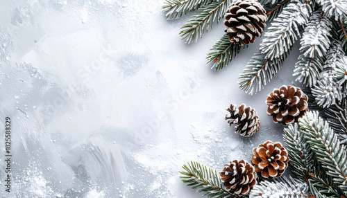 Winter Holiday Background with Pine Cones