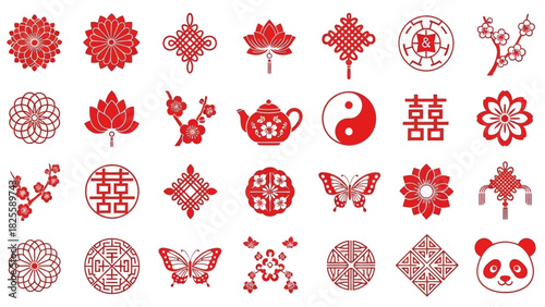 Traditional Chinese and Asian Symbol Icon Set