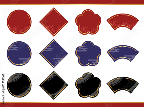 和風フレーム素材セット｜雲・青海波モチーフのDecorative Vector Frames