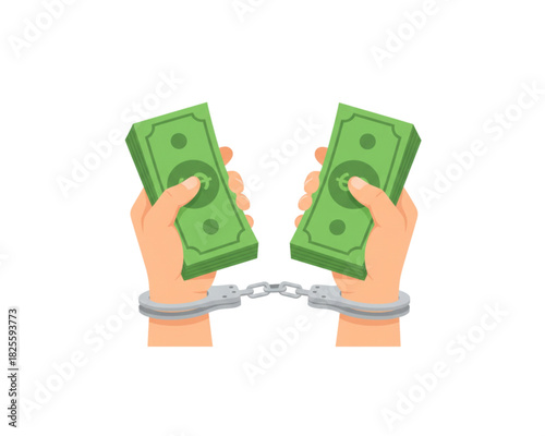 Financial Crime Hands Cuffed Holding Money Indicating Corruption