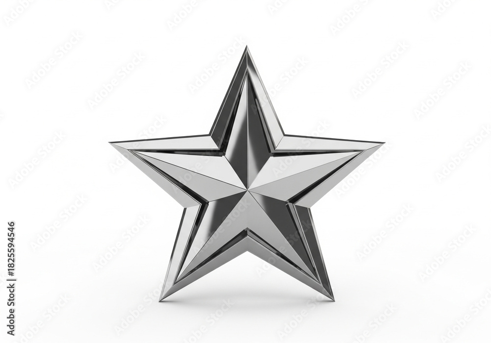 Obraz premium Metallic star shiny silver award isolated on white background for graphic design