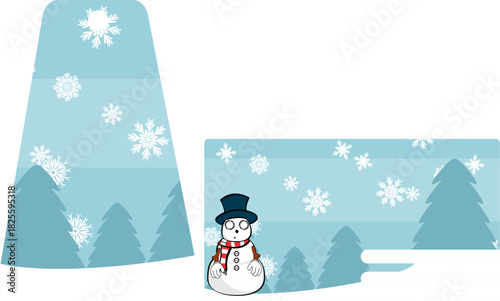 winter landscape with snowman gift card in vector art 