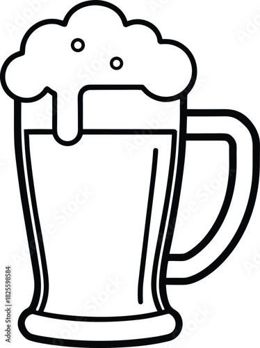 Irish beer mug line art minimalist black outline vector