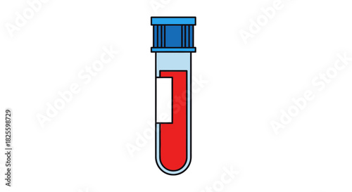 Medical Test Tube Filled with Red Blood Sample.