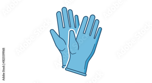 Pair of Light Blue Disposable Medical Gloves.