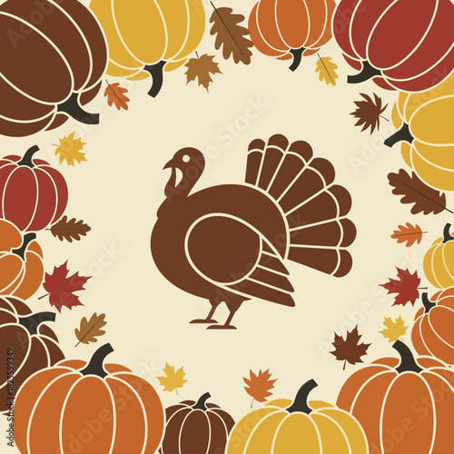 Stylized Brown Turkey Bird Graphic for Thanksgiving Celebration.