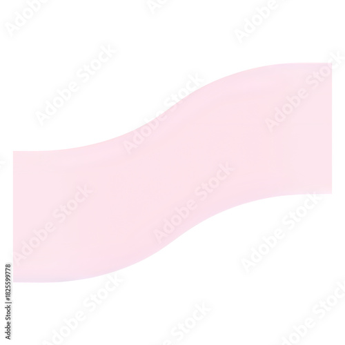 Smooth, gentle, and flowing pale pink wavy banner graphic element, perfect for delicate design accents, promotional headers, or elegant text backgrounds against a pristine white canvas