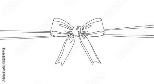 Decorative bow illustration centered on a clean white background with long trailing ribbons