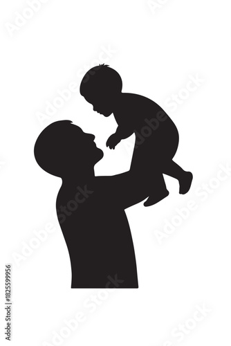 Father son bonding silhouette moment of love and happiness vector
