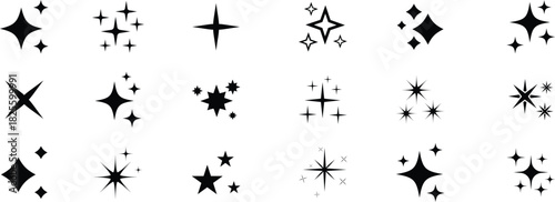 Shine star sparkle vector set. Sparkle star icons. Shine icon. Stars sparkle doodles vector. Set sparkles star symbols vector. Bright sparkle. Star sparkle. Shiny flash star.