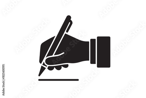 Hand Holding Pen Writing on Paper Illustration for Creative Projects