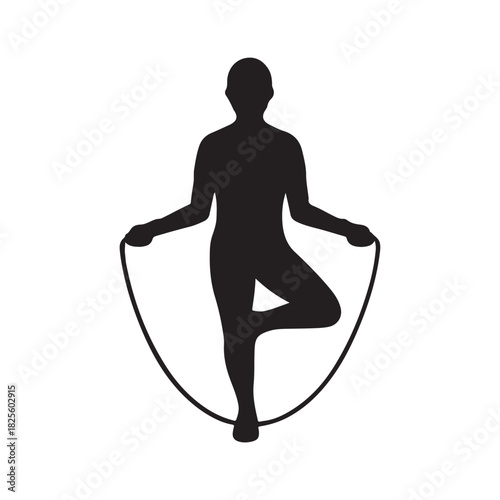 Silhouette of woman jumping rope illustrating fitness and wellness activity