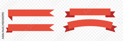 Vector red ribbons set for banner promotion and advertising. Big Set Red Ribbon White Background. EPS 10. 