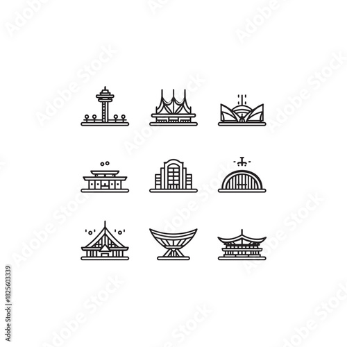 Airport line art passengers waiting at gates