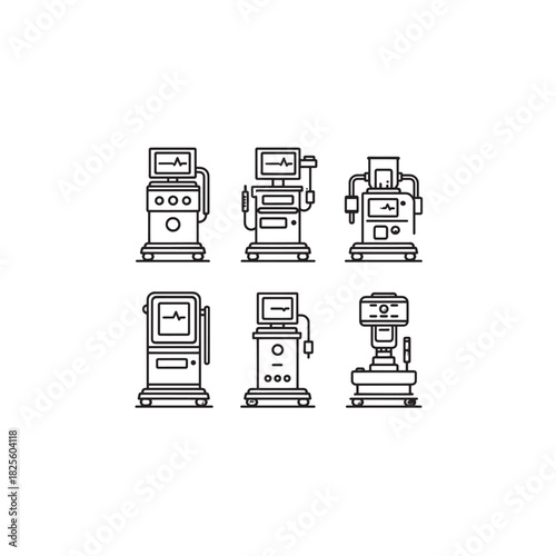 Anesthesia Machine line art medical equipment illustration