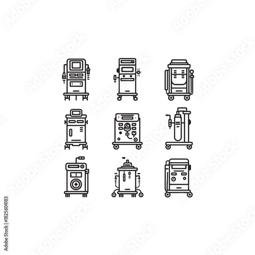 Anesthesia Machine line art medical equipment illustration