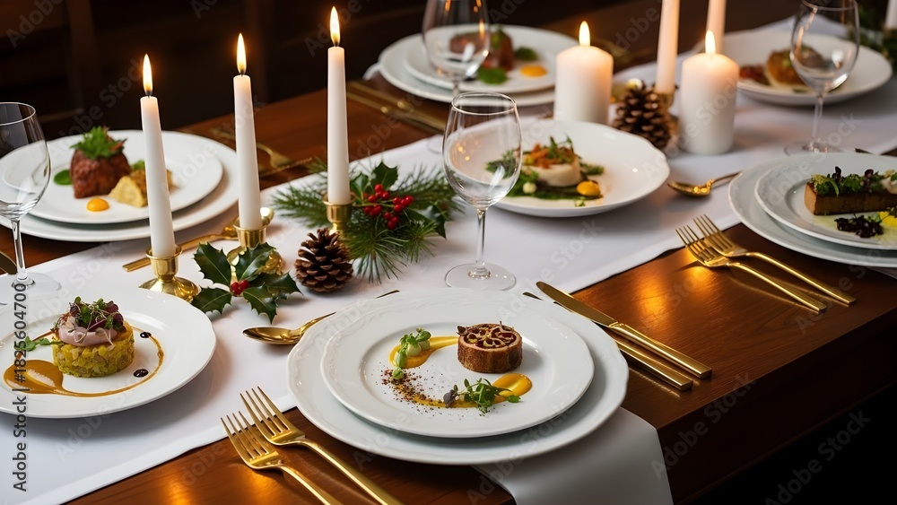 Fototapeta premium christmas table setting