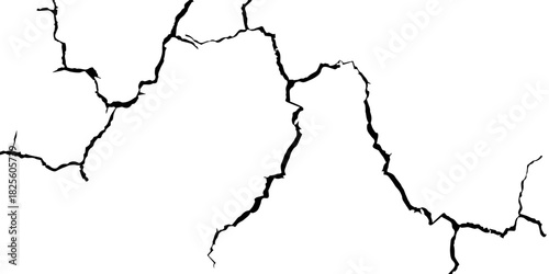 Cracked white surface with dark cracks texture. Cracked background. Damaged cracked surface.