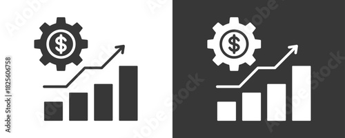 Business Growth Icon Set Vector Collection Isolated In Black And White