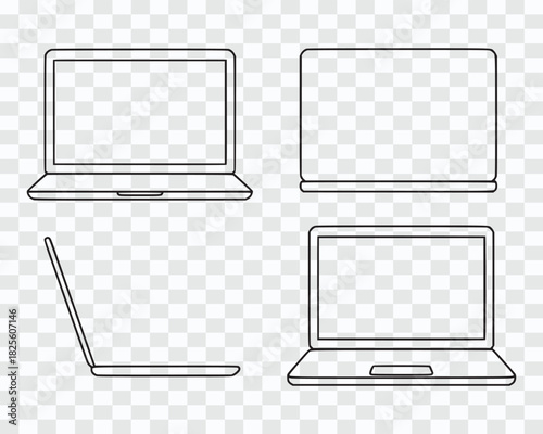 Minimalist Laptop Outline Views Set
