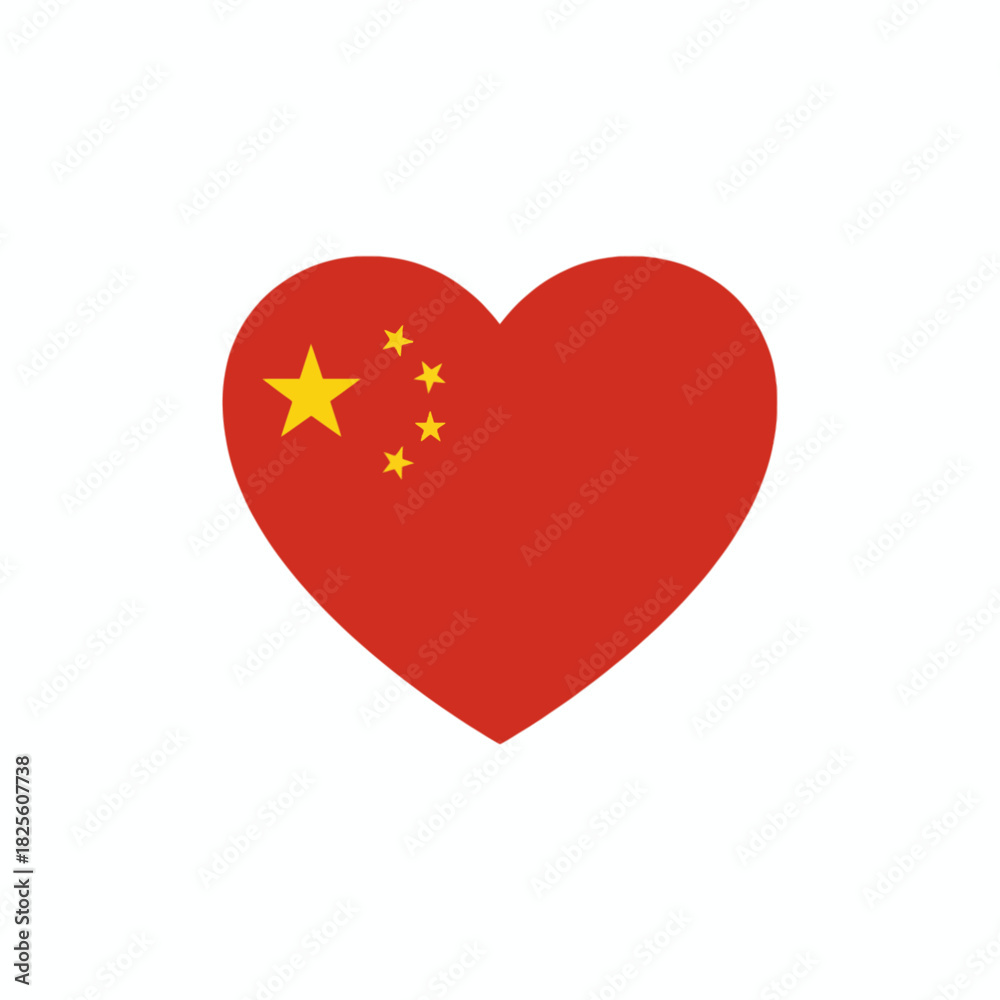 Fototapeta premium China Heart Flag Symbol
