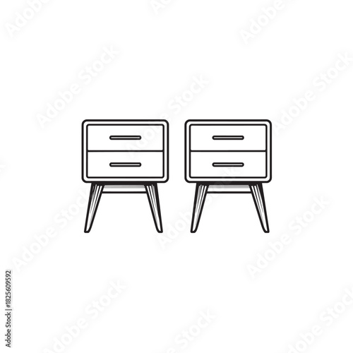 Bedside Table line art stylish functional home furniture