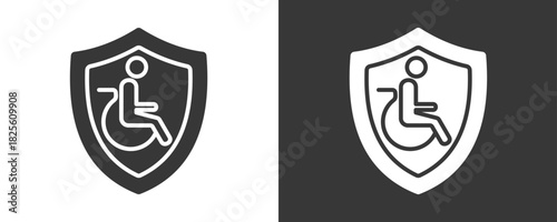 Disability Insurance Icon Set Vector Collection Isolated In Black And White