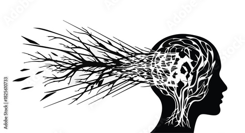 Creative mind blossoming with branching ideas, symbolizing growth and imagination.