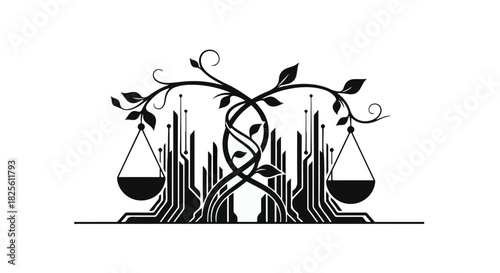 Symbol of balanced growth, blending nature and technology for a sustainable future.