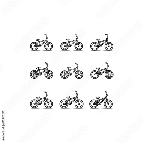 BMX Bike line art extreme stunts action concept