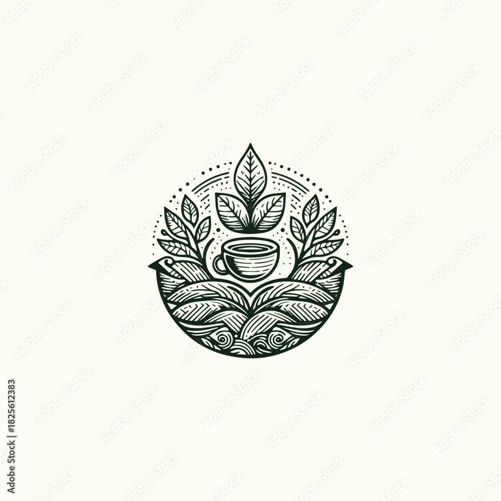 Fototapeta premium Coffee leaf logo template vector illustration design