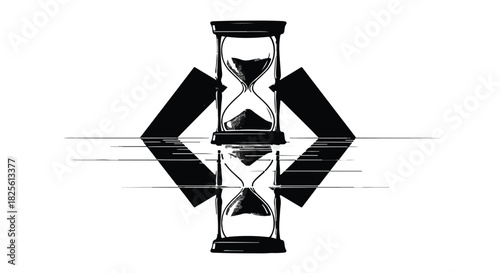 Symbolic hourglasses representing the passage of time and digital flow