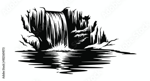 Serene waterfall cascading into a reflective pool, evoking tranquility and natural beauty.