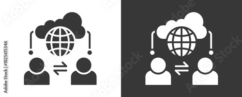Outsourcing Icon Set Vector Collection Isolated In Black And White