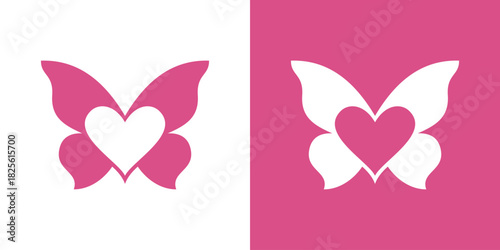 butterfly and love logo. butterfly logo design template with heart love design graphic vector illustration. 