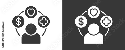 Employee Benefits Icon Set Vector Collection Isolated In Black And White